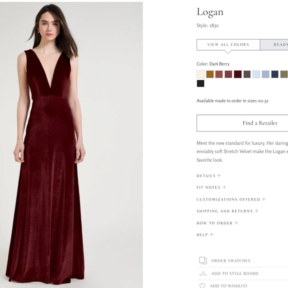 Jenny Yoo Logan Velvet Bridesmaids Dress